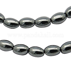 Perlas de hematita sintética no-magnética, oval, negro, 9x6mm, agujero: 1 mm, aproximamente 45 pcs / cadena