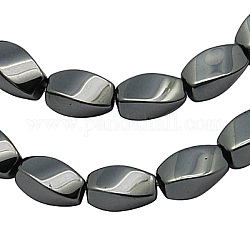 Chapelets de perles en hématite synthétique magnétique, noir, taille:  Largeur environ 7mm, épaisseur de 4mm, Trou: 1mm, Environ 76 pcs/chapelet