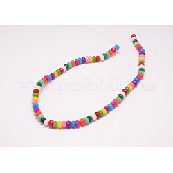 Natural White Jade Beads Strands, Dyed, Faceted, Rondelle, Colorful, 8x5mm, Hole: 1mm