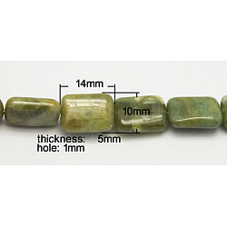 Natural Peridot Beads Strands, Rectangle, Olive, Size: about 10mm wide, 14mm long, 5mm thick, hole: 1mm, about 29pcs/strand, 16inch
