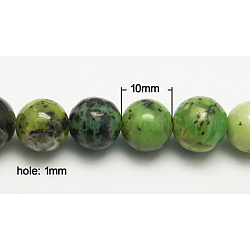 Chapelets de perles en serpentine naturelle, ronde, vert olive, taille: environ 10mm de diamètre, Trou: 1mm, Environ 43 pcs/chapelet, 16 pouce
