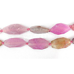 Natural Agate Beads Strands, Faceted, Oval, Dyed, 22~36x13~22x5~12mm, Hole: 2mm, about 12pcs/strand, 17 inch