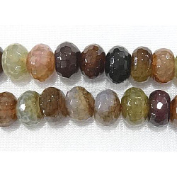 Natural Agate Beads Strands, Dyed, Faceted, Rondelle, 10x6mm, Hole: 1.5mm, about 52pcs/strand, 15.5inch