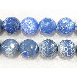 Faceted Natural Agate Beads Strands, Round, Dyed & Heated, 14mm, Hole: 2mm, about 27pcs/strand, 16 inch