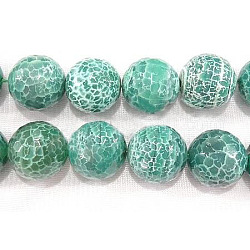 Faceted Natural Agate Beads Strands, Round, Grade A, Dyed & Heated, Green, 16mm, Hole: 2mm, about 24pcs/strand, 16inch