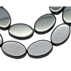 Non-Magnetic Synthetic Hematite Beads Strands, Oval, 18x12x4mm, Hole: 1mm, about 23pcs/strand, 17 inch