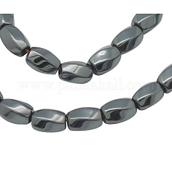 Non-Magnetic Synthetic Hematite Beads Strands, Twist, Black, Size: about 5.8mm in diameter, 8.5mm thick, hole: 1.5mm, 51pcs/strand, 16.1 inch