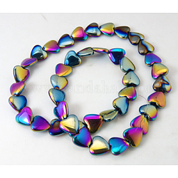 Non-Magnetic Synthetic Hematite Beads Strands, Rainbow Color, Heart, 10x10x3mm, Hole: 1mm