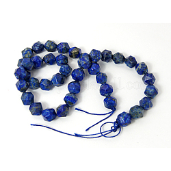 Lapis Lazuli Beads Strands, Dyed, Faceted, Nuggets, Blue, 10mm, Hole: 1mm