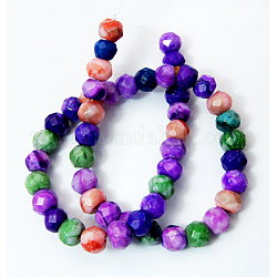 Crazy Agate Beads Strands, Dyed, Faceted, Rondelle, Colorful, 10x8mm, Hole: 1mm