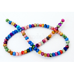 Crazy Agate Beads Strands, Dyed, Faceted, Rondelle, Colorful, 6x4mm, Hole: 1mm
