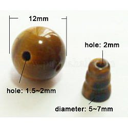 Tiger Eye Beads, T-Drilled Beads, 3-Holes Round and Gourd, Coconut Brown, 8x5~7x12mm