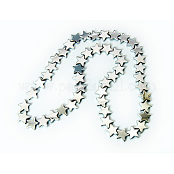 Chapelets de perles en hématite synthétique sans magnétiques, étoiles du nord, Plaqué Argent, 10x10x2mm, Trou: 1mm