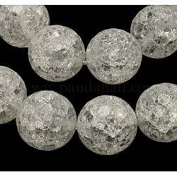 Chapelets de perles en quartz craquelé synthétique, 128 facettes, ronde, blanc, 14mm, Trou: 1mm, Environ 28 pcs/chapelet, 16 pouce