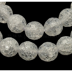 Crackle sintetico perle di quarzo fili, 128 sfaccettature, tondo, bianco, 6mm, Foro: 1 mm, circa 66pcs/filo, 16 pollice