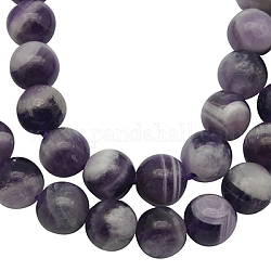 Chapelets de perles en améthyste naturelle, ronde, 10mm, Trou: 1mm, 39 pcs / chapelet, 15.5 pouce