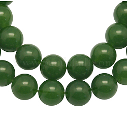 Granos de piedras preciosas naturales hebras, jade blanco natural, redondo, teñido y climatizada, verde, 6mm, agujero: 0.8 mm, aproximamente 64 pcs / cadena, 15 pulgada