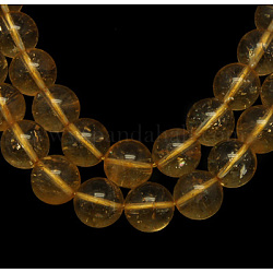 Gemstones Beads Strands, Natural Citrine, Dyed, Round, Yellow, Size: about 6mm in diameter, hole: 1mm, 64pcs/strand, 15.5inch