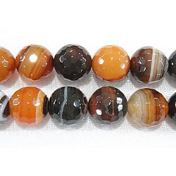 Miracle Agate Beads Strands, Faceted, Round, Dyed & Heated, 18mm