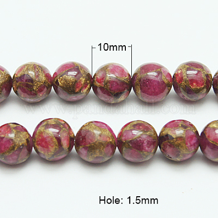 Synthetic Gold Clinquant Stone Beads Strands G-G026-R-10mm-4-1