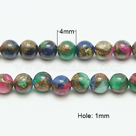 Fili di perline in pietra sintetica oro G-G026-R-4mm-2-1