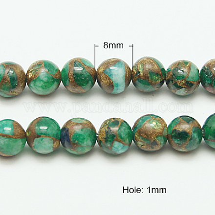 Fili di perline in pietra sintetica oro G-G026-R-8mm-3-1
