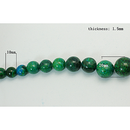 ナチュラルイエローターコイズグラデーションビーズ連  模造chrysocolla  染め  ラウンド  カラフル  10~20mm G-N001-15-1