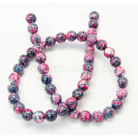 Synthetic Ocean White Jade(Rain Flower Stone) Beads Strands G-Q729-1