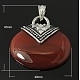 Oval Alloy Natural Red Agate Pendants G-Q737-1-1