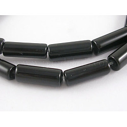 Natürliche schwarze Onyxperlenstränge, Tube, gefärbt und erhitzt, Perle: 6 16 mmx mm, Bohrung: 1 mm, 25 Stk. / Strang, 15 Zoll