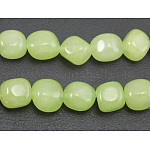 Naturstein Perlen Stränge, weißer Jade (grün gefärbt), ca. 7~9 mm, Bohrung: 1 mm, 15.5 Zoll, 45 Stk. / Strang