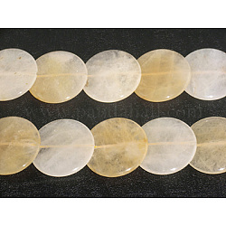 Gemstone Strands, Yellow Aventurine, Flat Round, Bead: about 30mm in diameter, 5~7mm thick, hole: 1.2mm, about 15inch, 17pcs/strand