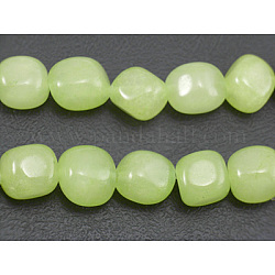 Fili di perline di gemstone naturale, giada bianca (verde tinto), circa 7~9mm, Foro: 1 mm, 15.5 pollice, 45 pcs / Filo