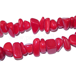 Natural Gemstone Beads Strands, Mashan Jade, Dyed, Red, about 8~12mm wide, 10~20mm long, hole: 1mm, 35 inch/strand