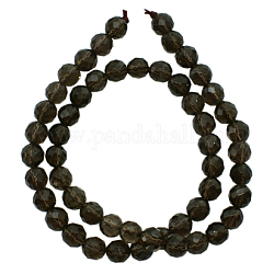 Natural Grade AB Smoky Quartz Strands, 128 Faceted, Round, about 12mm in diameter, hole: 1.5mm, about 33pcs/strand, 15.5 inch