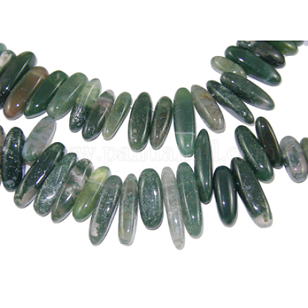 Natural Moss Agate Chips Beads Strands G416-A17-1