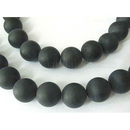 Grade A Natural Black Agate Beads Strands G447-7-1