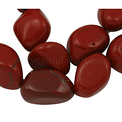 Edelstein Perlen, rotem Jaspis, ca. 14~17 mm breit, 16~24 mm lang, Bohrung: 1 mm, ca. 22~23 Stk. / Strang, 15 Zoll