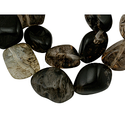 Black Watermelon Stone Glass Beads Strands, about 14~17mm wide, 16~24mm long, hole: 1mm, about 22~23 pcs/strand, 15inch