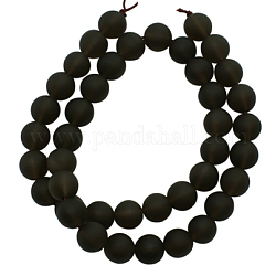Natural Grade A Smoky Quartz Strands, Frosted, Round, about 12mm in diameter, hole: 1.5mm, about 33pcs/strand, 15.5inch