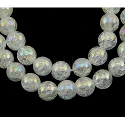 Gemstone Beads Strands, Natural Crackle Quartz, Round, Clear, about 7mm in diameter, hole: 1mm, 55 pcs/strand, 15 inch