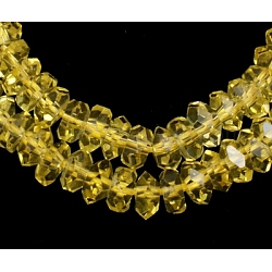 Gemstone Beads Strands, Quartz Crystal, Dyed & Heated, Synthetical, Faceted, Rondelle, Yellow, about 6mm in diameter, 3mm thick, hole: 1mm, 134 pcs/strand, 15inch