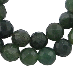 Gemstone Beads Strands, Moss Agate, Natural, Faceted Round, Green, about 6mm in diameter, hole: 0.8mm, 63 pcs/strand, 15inch