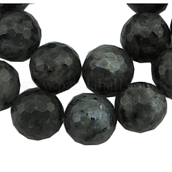 Brins de perles de larvikite naturelles, facette (128 facette) ronde, environ 12 mm de diamètre, Trou: 1mm, 33 pcs/ brin, 15 pouce