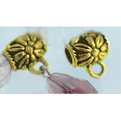 Ganci di sitle tibetano, perline bail,  piombo e cadmio libero, cappello, oro antico, misura:circa9mm lunghezza, 7.5 mm di larghezza, 3.5mm diametro interno , Foro: 2 mm