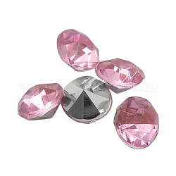 Colorful Acrylic Rhinestone Cabochons, Faceted, Diamond, Pointed Back, Pink, 2x2mm, about 10000pcs/bag