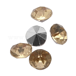 Colorful Acrylic Rhinestone Cabochons, Faceted, Diamond, Pointed Back, Tan, 2.5x2mm, about 10000pcs/bag