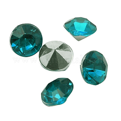 Colorful Acrylic Rhinestone Cabochons, Faceted, Diamond, Pointed Back, Teal, 3x2.5mm, about 10000pcs/bag
