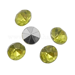 Colorful Acrylic Rhinestone Cabochons, Faceted, Diamond, Pointed Back, Light Yellow, 3.5x3mm, about 10000pcs/bag
