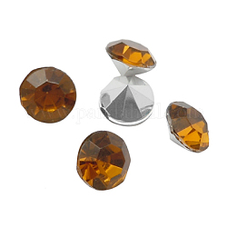 Colorful Acrylic Rhinestone Cabochons, Faceted, Diamond, Pointed Back, Coffee, 3.5x3mm, about 10000pcs/bag